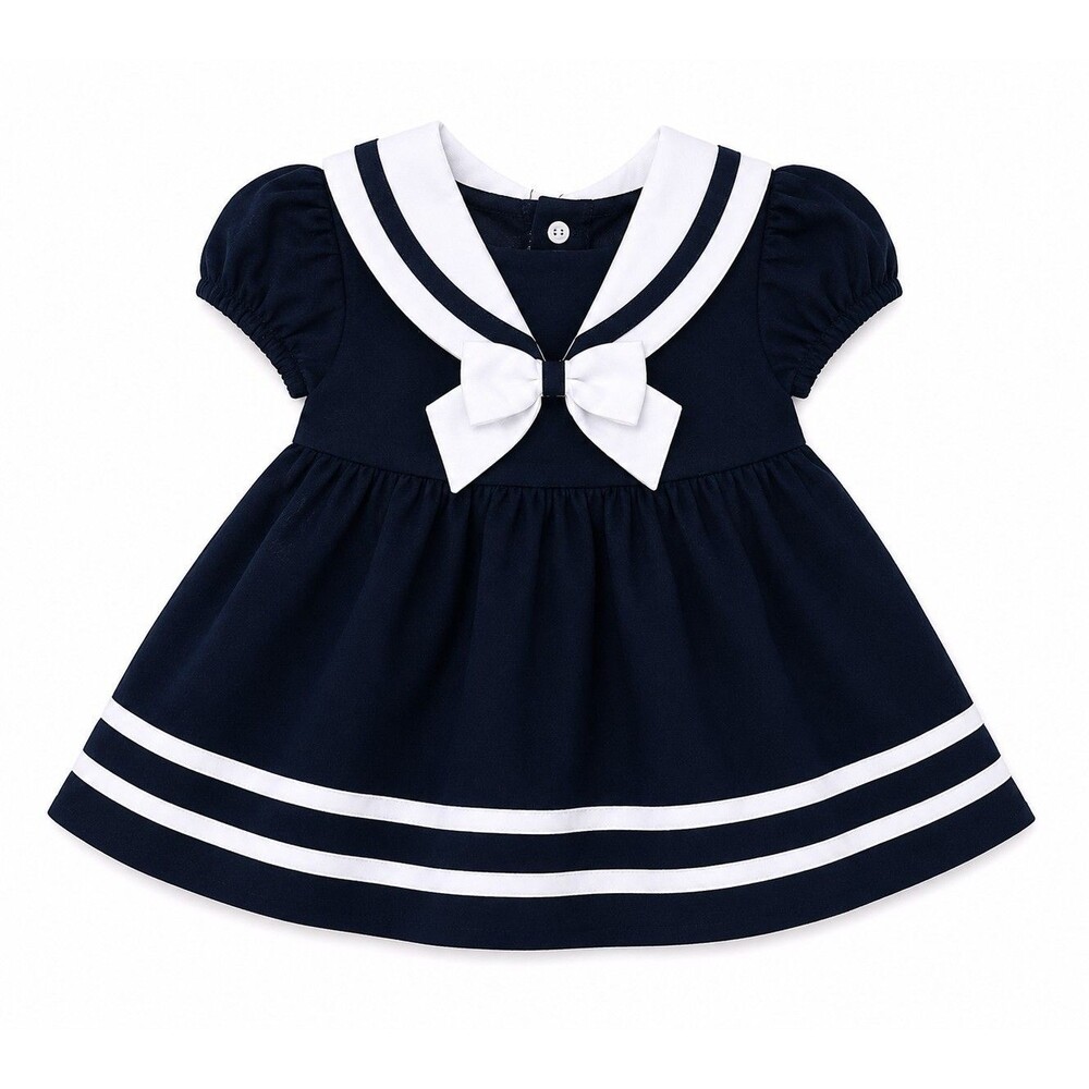 Bonnie Baby Nautical Sailor Dress ⚓ Navy & White 3/6M - Picture 2 of 5